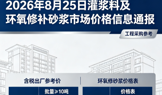 通化2026年8月25日灌浆料及环氧修补砂浆市场价格信息通报